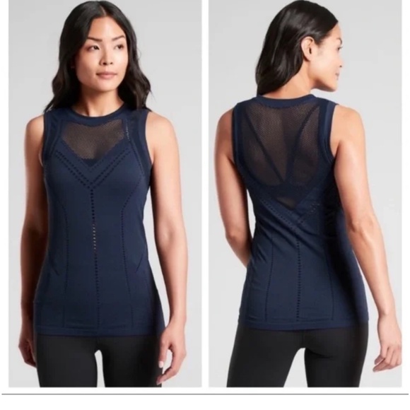 Athleta Women’s Navy Mesh Activewear | Workout Tank Top Sz-XS - Picture 1 of 5